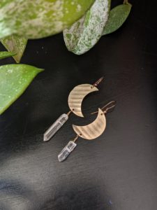 Quartz Collection Drum Cymbal Moon Earrings
