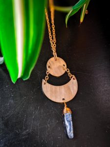 Kyanite Drum Cymbal Necklace 2