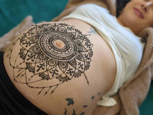 Mandala Henna Belly Close Up